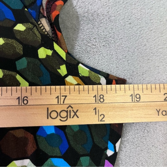 Gabby Skye Vibrant Geo Design Dress Womens Sz 8 Knee Length Cap Sleeve Stretch - Picture 5 of 7